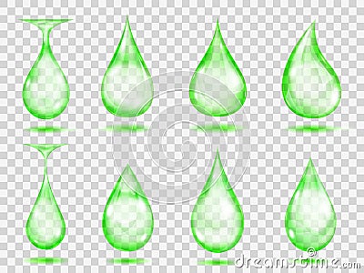 Transparent green drops Vector Illustration