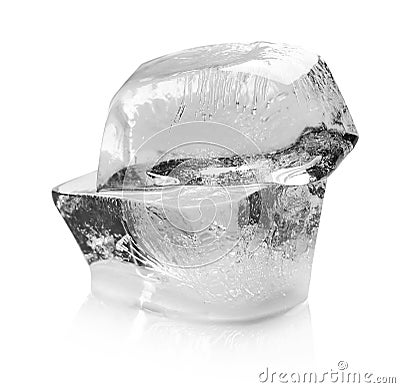 Transparent ice cubes melting on white Stock Photo