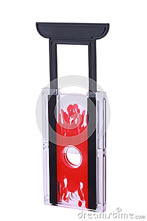 Transparent little guillotine from plastic Stock Photo