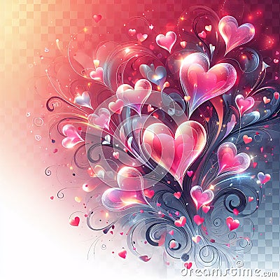 Hearts Adorn Valentines Day Background. Generative ai for illustrations Cartoon Illustration