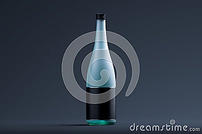 Transparent Matte Glass Bottle With Blank Empty Label. 3D Rendering. Stock Photo