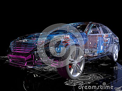 Transparent model cars. Stock Photo