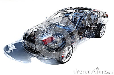 Transparent model cars. Stock Photo