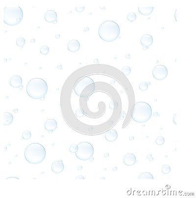 Transparent Multicolored Soap Bubbles Set. Sphere ball, blue water and foam, aqua wash Stock Photo