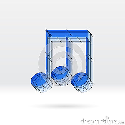 Transparent music note with dotted scheme Vector Illustration