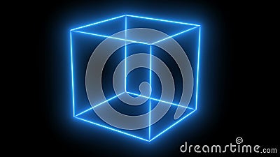 Transparent Neon Cube in Space. 3d Background Stock Footage - Video of  line, perspective: 180506350