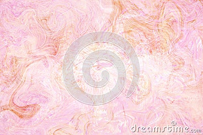 Transparent orange digital texture. Rose gold color flow. Pink marbling abstraction. Digital suminagashi card template Stock Photo