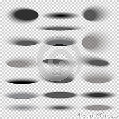 Transparent oval bottom drop shadows for any round objects vector templates Vector Illustration