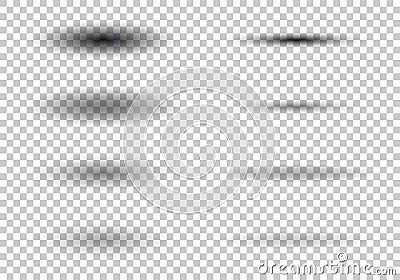 Transparent oval shadow with soft edges. Set of shadow on checkered background. vector illustration. Vector Illustration