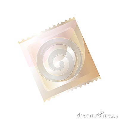 Transparent packing with latex condom isolated on white background Vector Illustration