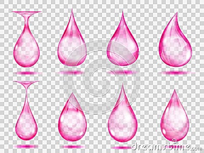 Transparent pink drops Vector Illustration