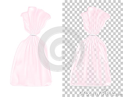 Transparent pink foil or paper packaging. Bag for bread, coffee, sweets, cookies and gift Vector Illustration