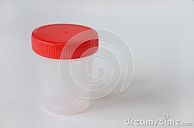 Transparent plastic container for urine Stock Photo