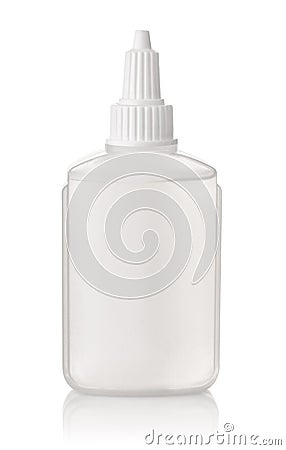 Transparent plastic glue bottle Stock Photo