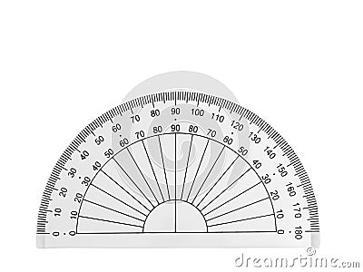 Transparent plastic protractor Stock Photo