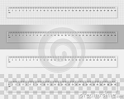 Transparent plastic ruler 30 centimeters Vector Illustration