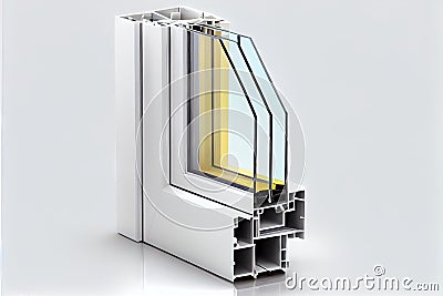 transparent plastic windows profile with double glazing on white background Stock Photo