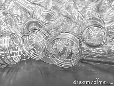 Transparent preform for making plastic bottles for milk, water and other PET liquids. Stock Photo