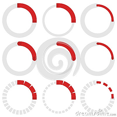 Transparent progress indicators. Preloaders, phase, step indicat Vector Illustration