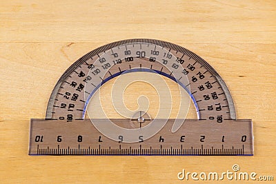 Transparent protractor for pupils Stock Photo