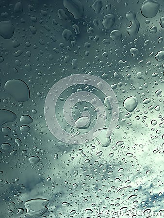 Transparent rain drops on the glass Stock Photo