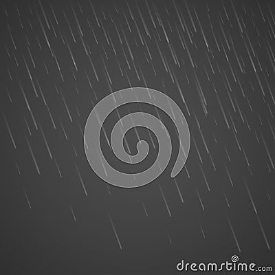 Transparent rain drops isolated on abstract background. Storm raindrop illustration. Vector rainy drop effect Vector Illustration