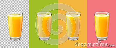 Transparent realistic orange juice in a glass Vector Illustration