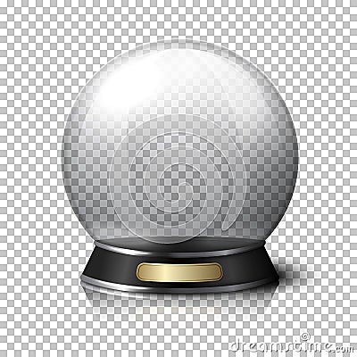 Transparent realistic vector crystal ball for fortune tellers. on plaid background with reflection. Vector Illustration