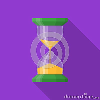 Transparent sandglass icon on background with long shadow. Time hourglass in flat style. Sandclock Vector Illustration