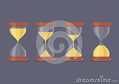 Transparent sandglass icon set Vector Illustration