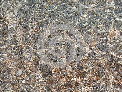 Transparent sea water. Pebbles at the bottom. Stock Photo