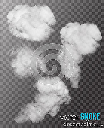 Transparent set of smoke vectors. Vector Illustration