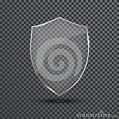 Transparent Shield. Safety Glass Badge Icon. Privacy Guard Banner. Protection Shield Concept. Decoration Secure Element. Defense S Vector Illustration