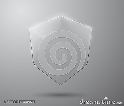 Transparent Shield. Safety Glass Badge Icon. Privacy Guard Banner. Vector Illustration