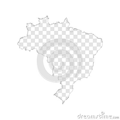 Transparent silhouette of Brazil map with shadow Vector Illustration