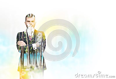 A transparent silhouette of a businessman. Stock Photo