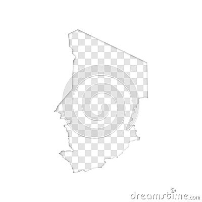 Transparent silhouette of Chad map with shadow Vector Illustration