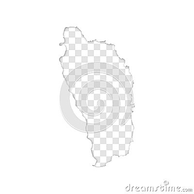 Transparent silhouette of Dominica map with shadow Vector Illustration