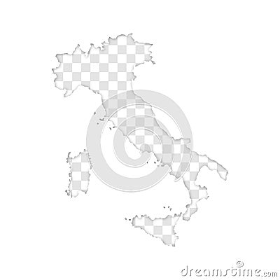 Transparent silhouette of Italy map with shadow Vector Illustration