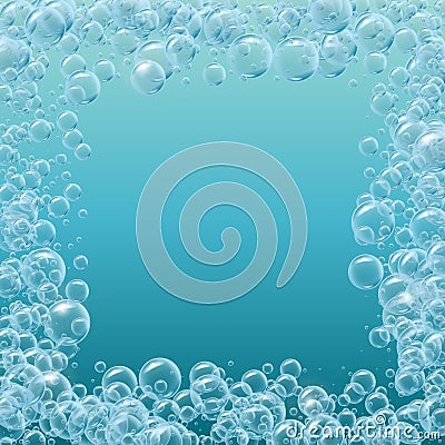 Transparent soap or water bubbles background Vector Illustration