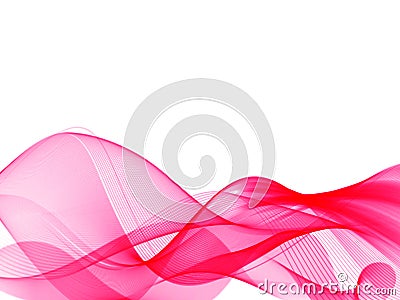 Transparent soft lines on white. Vector smooth pink abstract waves. Vector Illustration