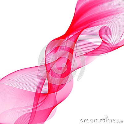 Transparent soft lines on white. Vector smooth pink abstract waves. Vector Illustration