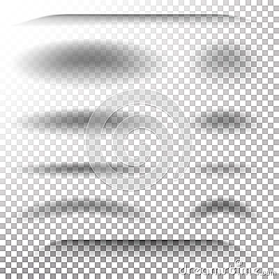 Transparent Soft Shadow Vector. Realistic Oval, Round Shadows Set. Tab Dividers Lower Shadow Shade Effect Stock Photo