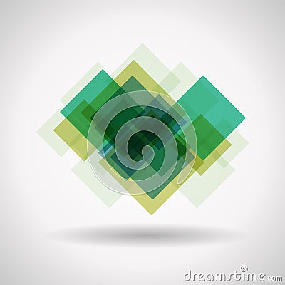 Transparent squares logo in green. Abstract jpeg background Stock Photo