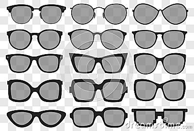 Sunglasses set, Summer eyewear sun protection sunglass. vector Vector Illustration