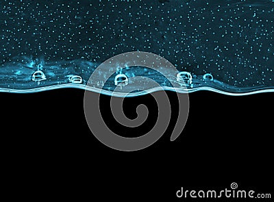 Transparent turquoise thick gel with bubbles on black background Stock Photo