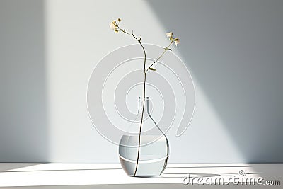 Transparent Vase in Minimalism Style Texture Background, Decorative Bottle Mockup, Glass Vase Stock Photo