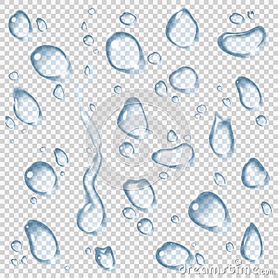 Transparent vector water drops set. Vector Illustration