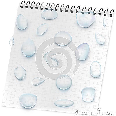 Transparent Water droplets, on a white background. Vector Illustration