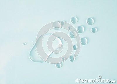 Transparent water drops. Light delicate blue tone background Stock Photo